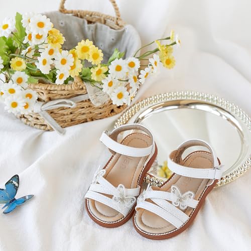 Image of Kolan Toddler Girl Sandals Open Toe Flat Princess Dress Shoes Little Kids