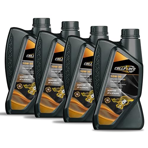 Image of Cellforce 10W30 Synthetic Engine Oil for Bikes & Scooters, 1L, BS VI, JASO MA2, 4T (Pack 4)