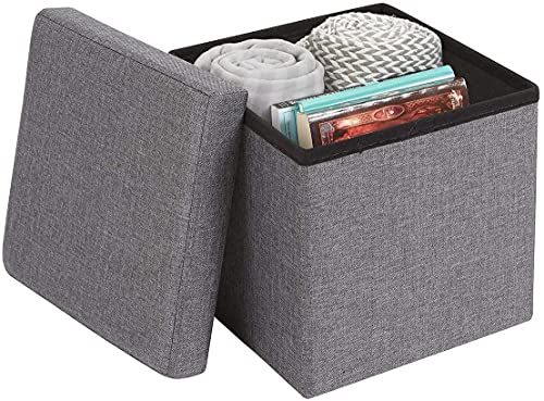 Living Room Foldable Storage Bins Box Bench Storage Box Stool Container Organizer with Cushion Seat Lid-image-11
