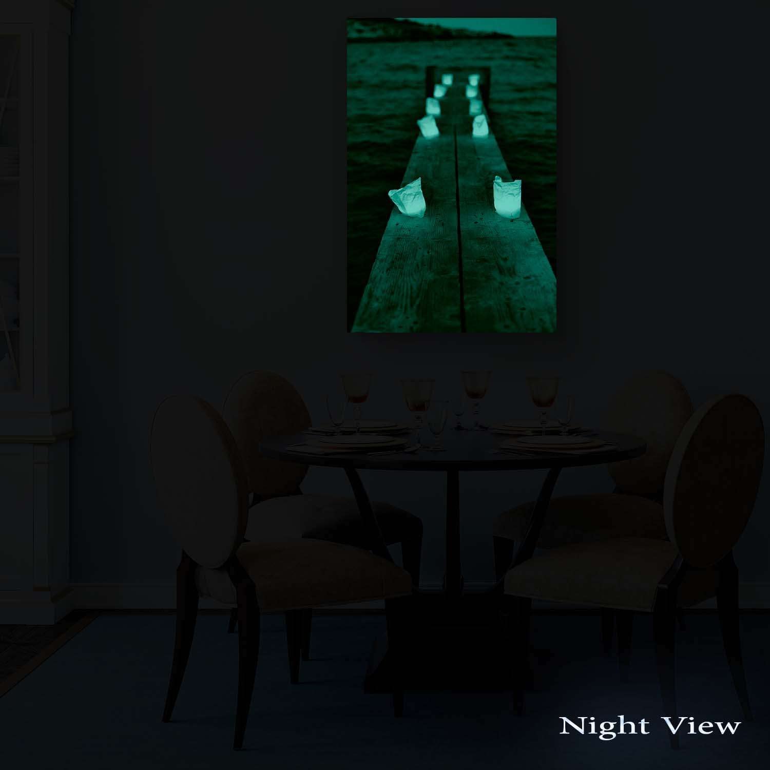 Startonight Bilder Kerzen und Romantik, Leinwandbilder Moderne Kunst, Landschaft Wanddeko Kunstdrucke, Wandbilder XXL Wohnzimmer Groß Wand Bild 80 x 120 cm, Tag Nacht Effekt, Elegante Geschenkidee
