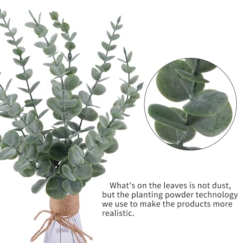 Cewor 24Pcs Eucalyptus Stems Artificial Eucalyptus Leaves Faux Greenery Branches Fake Flowers For Wedding Centerpiece Spring Easter Farmhouse Home Decoration thumb #2