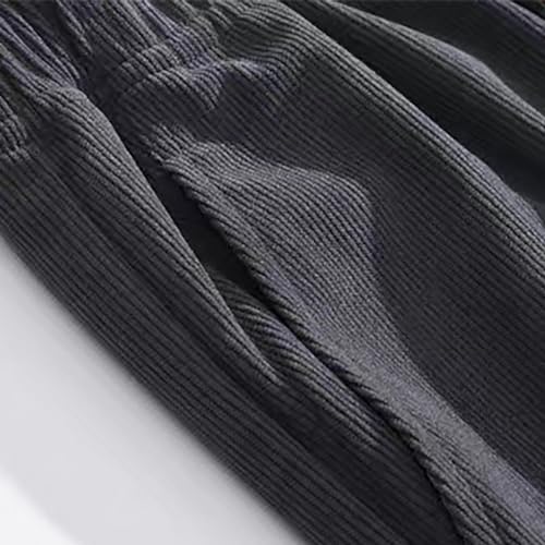 Finelylove Mens Corduroy Pants Loose Fit Straight Leg Sweatpants Lightweight Vintage Casual Pants Elastic Waist Trousers4
