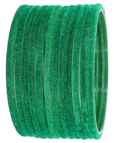 Image of NMII Glass Velvet Bangles Set For Women and Girls | Plain Glass Bangles | Velvet Chudi | Simple Bangles For Women | Stylish Glass Bangles- Set of 24