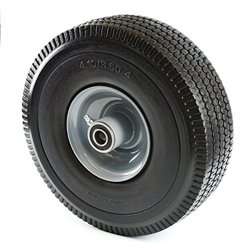 NK Heavy Duty Solid Rubber Flat Free Tubeless Hand Truck/Utility Tire Wheel, 4.10/3.50-4