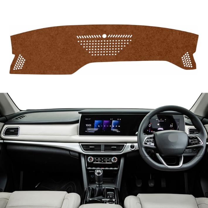 Image of Car Dashboard Cover Compatible with Mahindra XUV700 2021-2025 All Variants | Dustproof, UV Resistant | All-Weather Protection | Custom Fit Car Accessories (Brown)