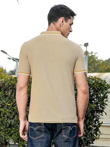 Image of Thomas Scott Men's | Solid | Knitted | Polyster Blend | Knitted | Polo | Ribbed Sleeve | Short Sleeve | Tshirt for Men