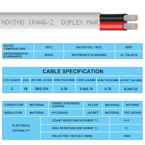 Image of 16 Gauge Marine Wire 16 AWG Duplex Marine Grade Wire,100ft Tinned Copper Oxygen-Free Insulated Red& Black Electrical Cable for Boat /Automotive /RV /Camper /Trailer