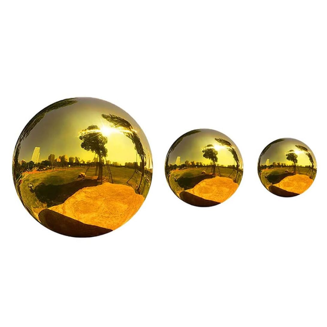 Wilafury 3PCS Stainless Steel Gazing Balls, Polished Hollow Reflective Garden Sphere Decorative Ball