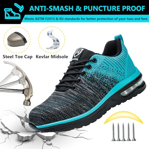 Image of Steel Toe Shoes for Men Women Lightweight Comfortable Work Shoes Indestructible Slip Resistant Safety Shoes for Construction