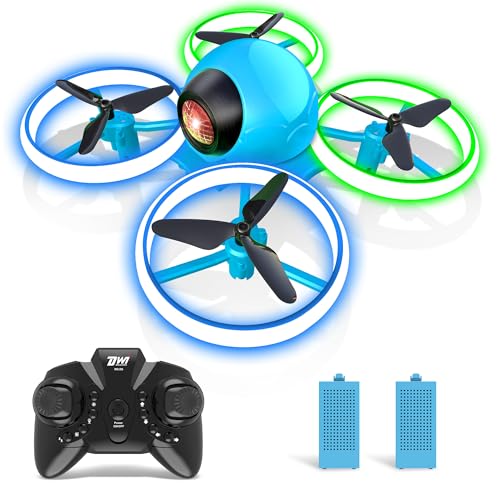 Dwi Dowellin Mini Drone for Kids, 4.9 Inch Small Flying Toys Drones with LED Light One Key Take Off Spin Flips RC Mini Drones Nano Quadcopter Long Flight Time Drones for Beginners and Adults