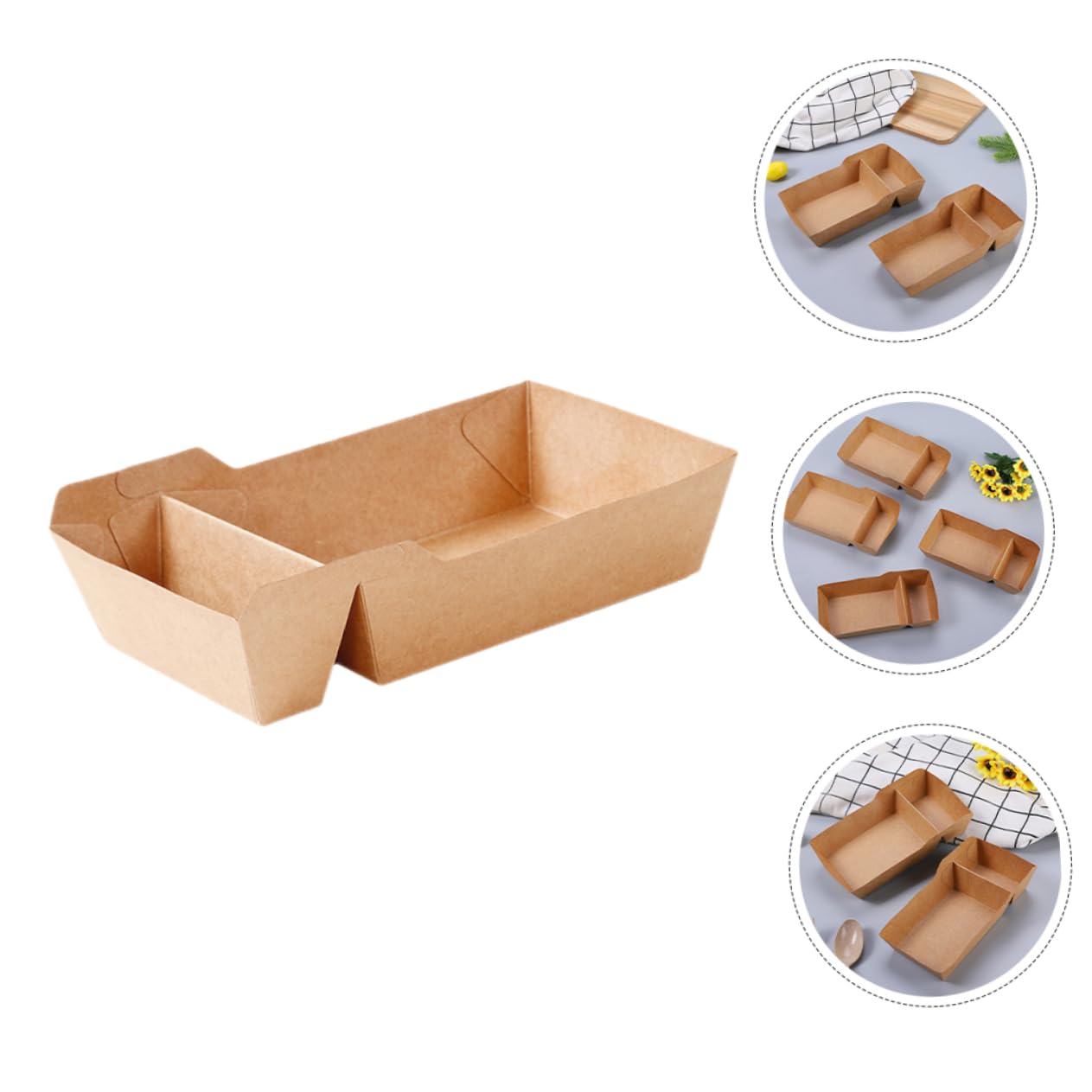 ULTECHNOVO 100 Cajas de Bocadillos para Fiesta de Papel Kraft Marrón Doble Compartimento y Capacidad de 440ml, Fáciles de Usar Alimentos y Dulces