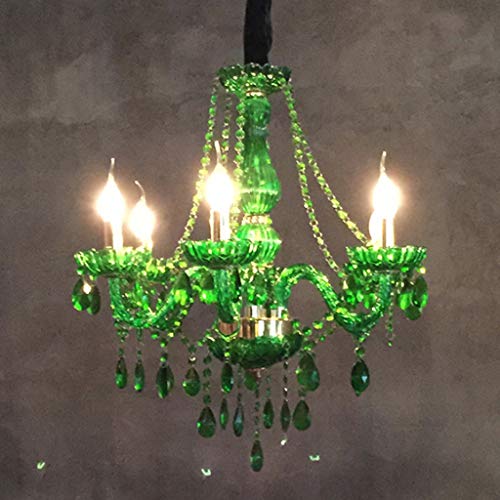 Genérico Lampara Techo, Lámpara de araña LED Moderna for Comedor, lámpara de Cocina for Dormitorio, lámpara de araña de Vidrio Verde Brillante