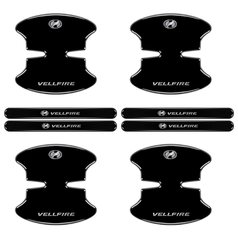 ヴェルファイア ドアハンドル プロテクター VELLFIRE ヴェルファイア(VELLFIRE) 40系 全シリーズ対応 に適用 車用 ドアプロテクター ブラック 新型 ドアハンドル シルバーロゴ 保護 傷防止 車用 ドアノブカバー 車ドア傷防止ドア保護 シリカゲル材質 車用室外ドアハンドル 保護フィルム 8個セット [並行輸入品]