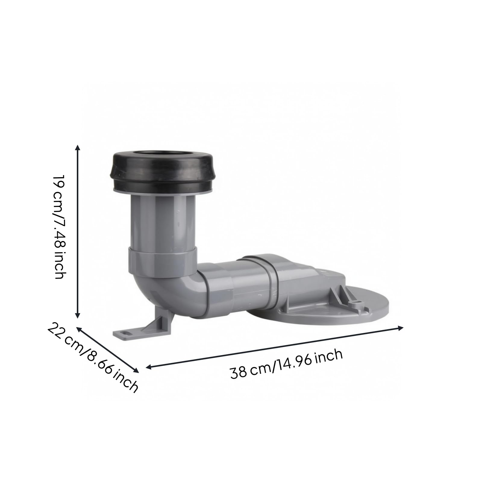 Pipe Excentrée pour WC Souple Manchon, Entraxe Au Sol 30 Cm, Orifice 20 Cm, Avec Raccord