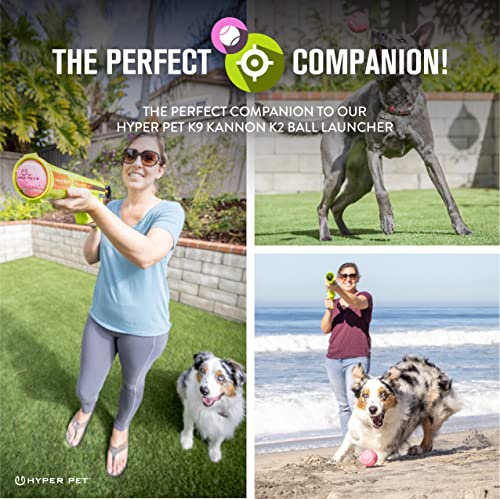 Image of Hyper Pet Tennis Balls for Dogs (Safe Dog Tennis Ball for Exercise and Training, Interactive Toys work with Hyper Pet K9 Kannon K2 Launcher - 4 Pack 2.5 inch Pink