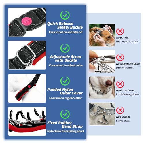 M Red Heavy Duty Nylon No Pull Dog Collar with Buckle, Adjustable Anti Pull Reflective Slip Collar for Large Medium Small Dog Training Walking by Monstoyo - Image 3