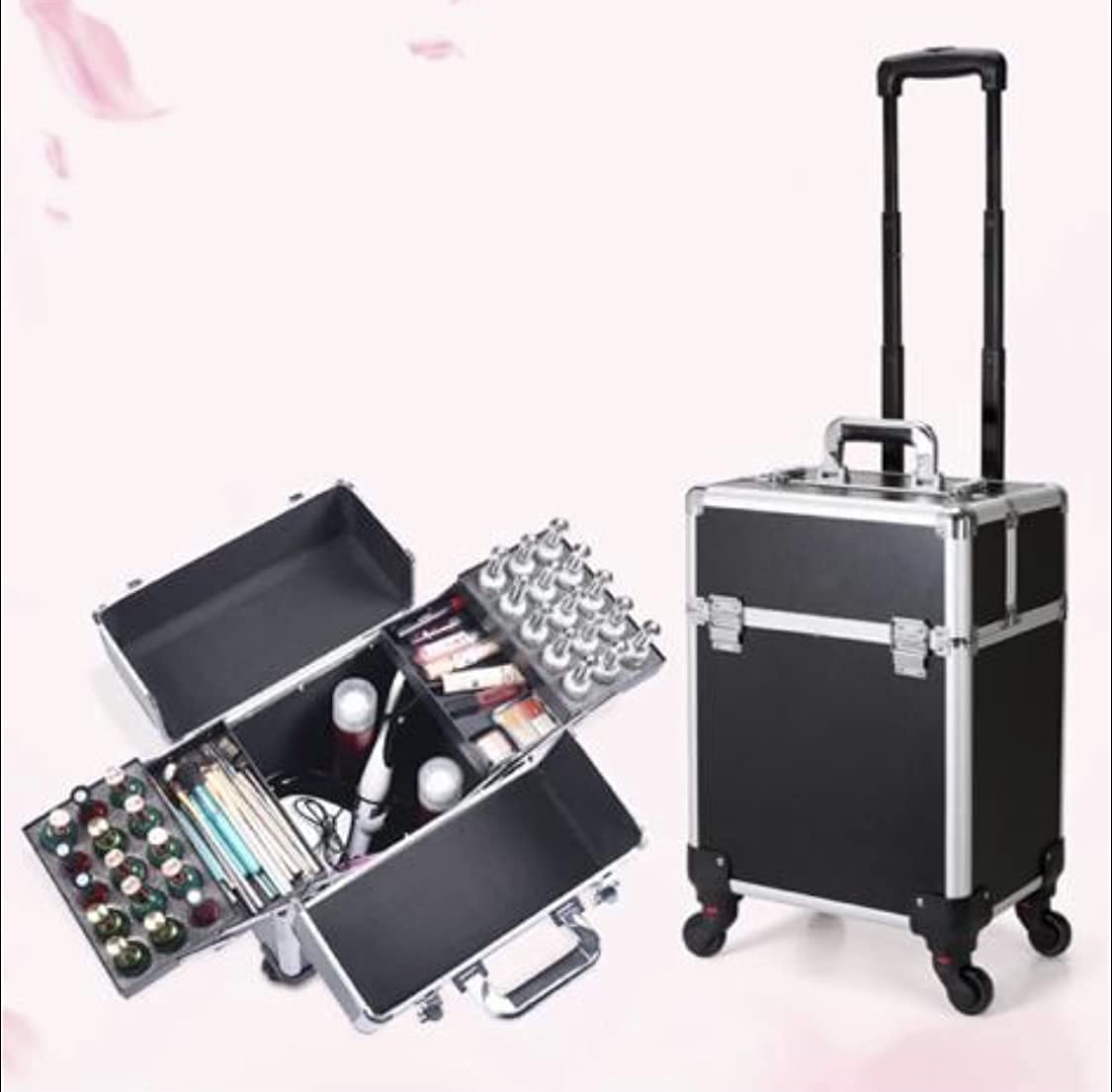Adson Professional Beauty Makeup Cosmetic Aluminium Vanity Trolley (Black) 3