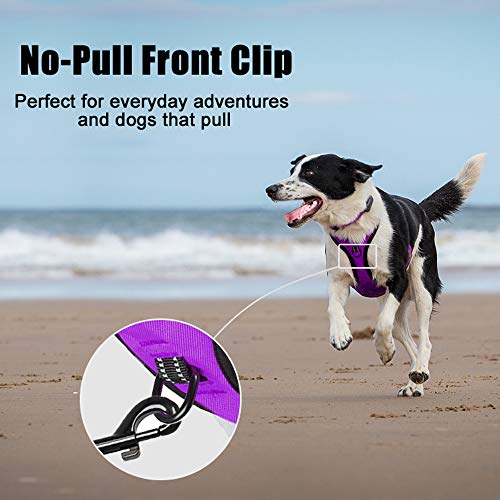 PoyPet-No-Pull-Dog-Harness-Reflective-Comfortable-Vest-Harness-with-Front-Back-2-Leash-Attachments-and-Easy-Control-Handle-Adjustable-Soft-Padded-Pet-Vest-for-Small-to-Large-Dogs-PurpleM