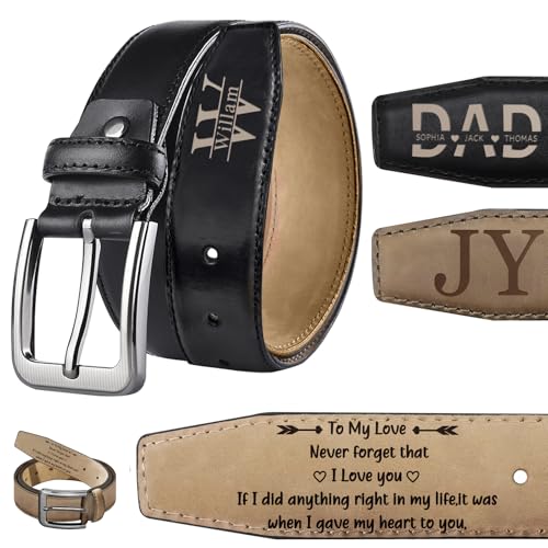 Personalized Leather Belts for Men Husband Him Custom Mens Belt Engraved Name To My Lover Son Gift for Birthday