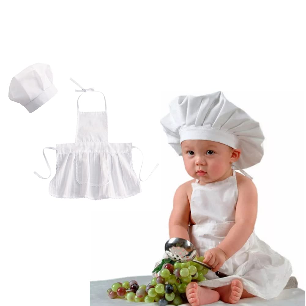 Nicoone Disfraz de chef para bebé recién nacido, sombrero y delantal