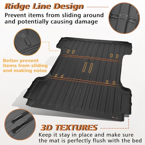 Image of TripleAliners Truck Mat Compatible with 2019-2026 Ram 1500 6.4FT Accessories, Truck Bed Mat Heavy Duty Custom Fit All Weather Protection TPE Pickup Liner