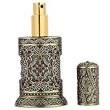 Minkissy Vintage Parfüm Flaschen Retro Leere Nachfüllbare Phantasie Kristall Ätherisches Öl Spray Flaschen Antike Kosmetische Duft Container Sprayer für Office Home Decor 15Ml Rot
