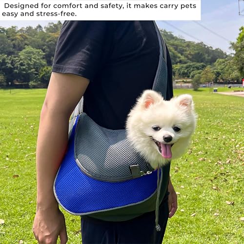 Image of Kraptick Pet Sling Carrier, Pet Carrier Bag for Shitzu Puppy, Cat, Rabbit with Comfortable Adjustable Pouch Single Shoulder Carry Tote Handbag for Pets (Large, Blue)