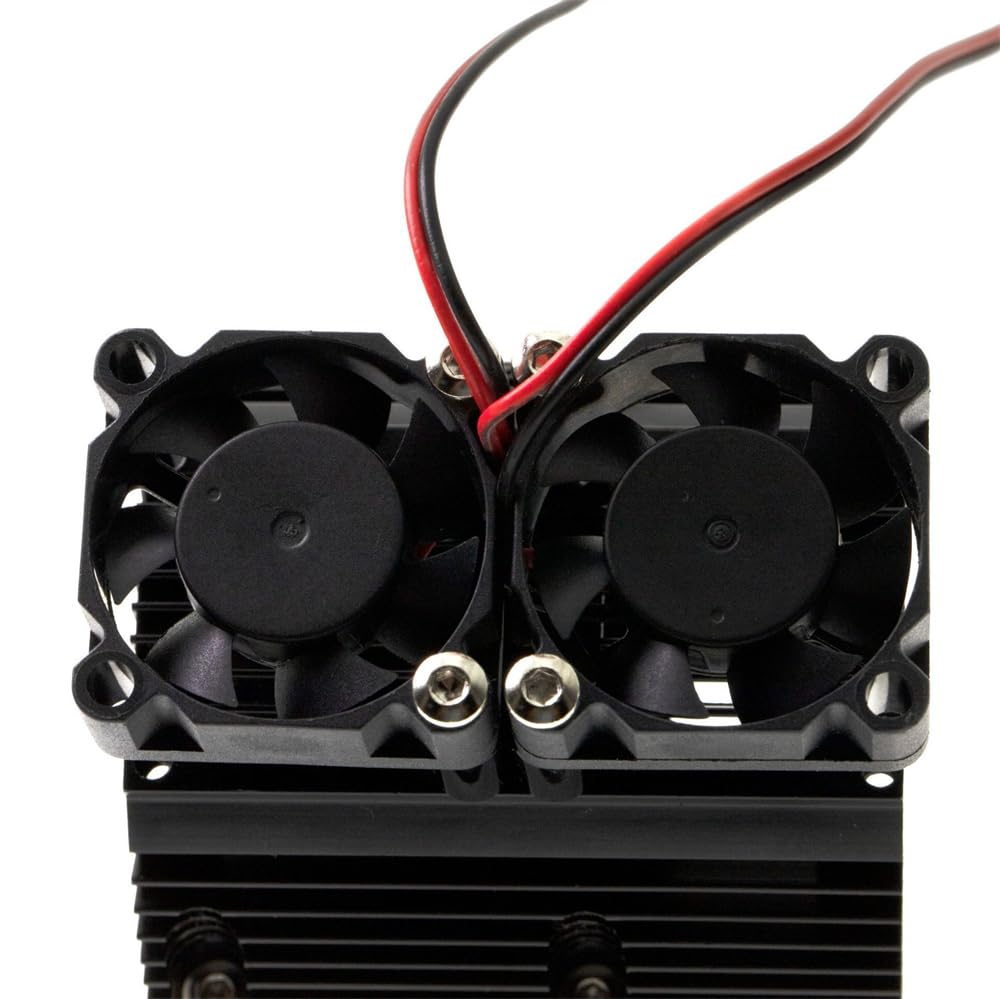 Aluminum Shell RC Motor Cooling Fan Dual Fans Rapid Cooling RC Parts for TRAXXAS 1/10 Summit E-REVO #YA-0261BK RC Car (Black)