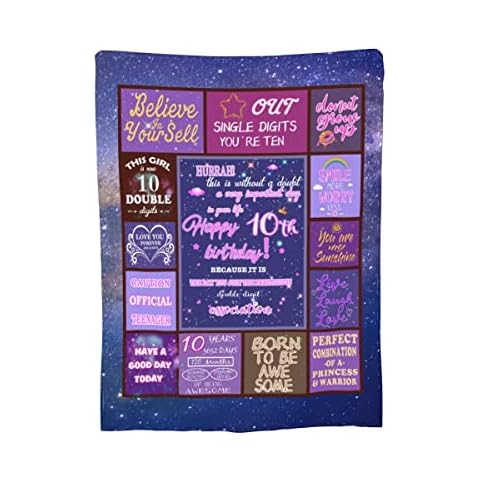 10 Year Old Girl Gift Ideas Blanket, Gifts for 10 Year Old Girl, 10th Birthday Decorations for Girl, Best Gifts for 10 Year Old Girls, Party Decor 60 x 50 Inch Cover