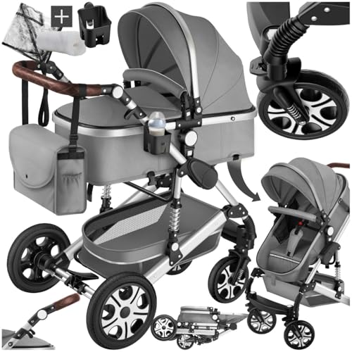 tectake® Passeggino Combinato Pieghevole, 2 in 1, Passeggino Leggero con Cintura a 5 Punti...