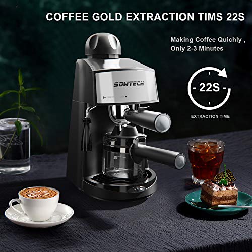 Steam Espresso Machine, SOWTECH 3.5 Bar 4 Cup Espresso Maker Cappuccino Machine with Steamer - Thumbnail 3