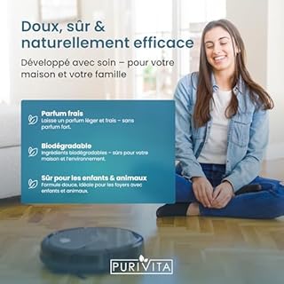 PURIVITA® Produit Robot Laveur Sol [3x1L] - Détergent Robot Laveur - Produit Nettoyant Aspirateur Laveur - Concentré de Détergent Pour Tous les Robots Lavants - Floor Cleaner - Produit Pour Aspirateur