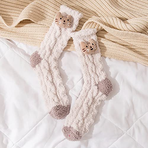 Socks That Say Meat Womens Winter Doll Socks Autumn Winter Mid Tube Socks Coral Fleece Thickened Puppet Dress Women #TOP1