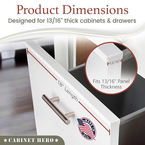 Image of Cabinet Hero 4-Pack 13 /16 inch Thick, 18 inch Length Slimline Cabinet Edge Protector - Durable Slip-On Plastic Door & Drawer Edge Guard - Prevents Shelves for Wear, Bumps, Discoloration & Damage - White
