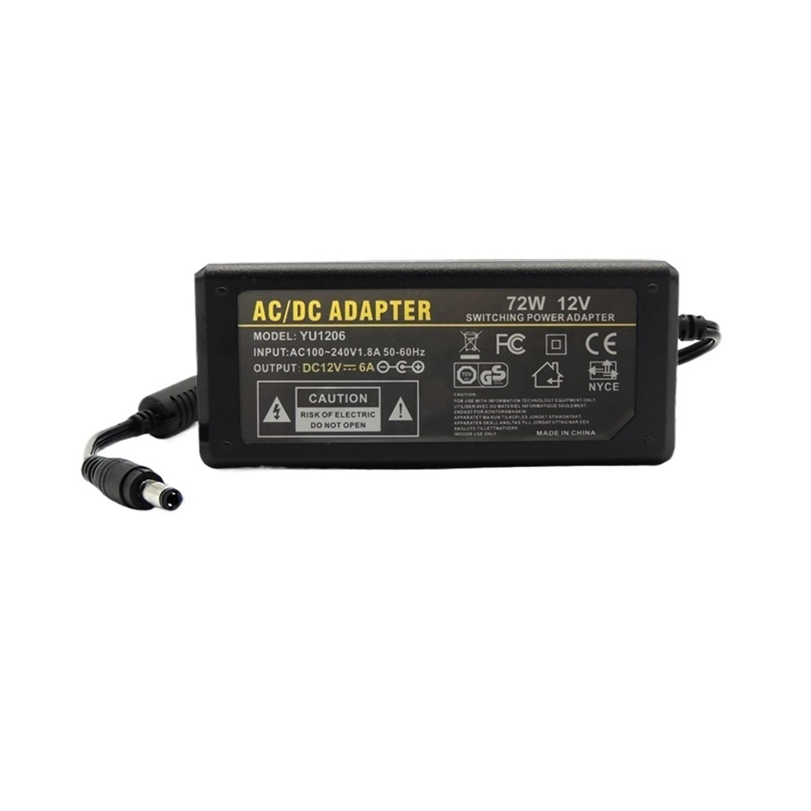 Fuente conmutada LED 72W YU1206 con salida estable de 12V 6A para luces