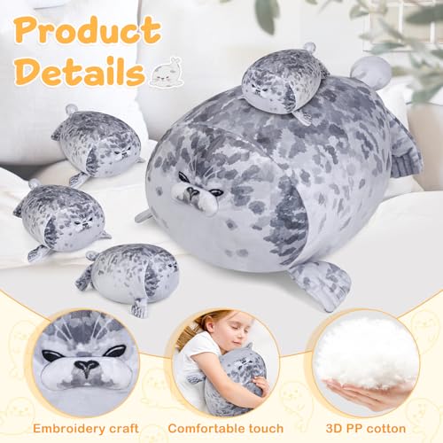 Image of KMUYSL Toys for Ages 0 1 2 3 4 5 6 7 8+ Years - Plush Mommy Stuffed Animal with 4 Babies in Her Tummy, Soft Plush Toys Set, Christmas Birthday Gifts for Girls Boys Baby, Toddler, Kids (Seal Toys)