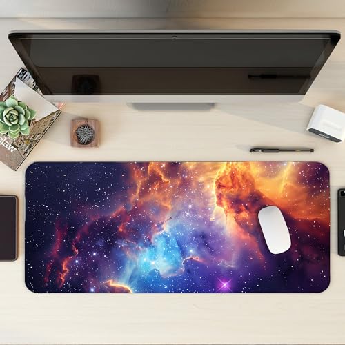 Image of Galaxy Combo XL Extended Gaming Mouse Pad | XXL Large Desk Mat 60x30cm for Laptop & PC | Non-Slip Rubber Base, Waterproof, Durable & Smooth Surface | Office, Gaming & Study, asthetic