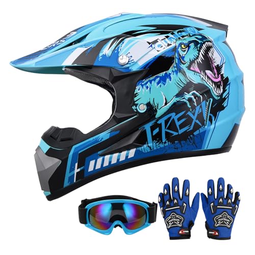 OUMURS DOT Youth Dirt Bike Helmet with Goggles & Gloves for 5-14 Years Old, Kid ATV Helmet for Youth...
