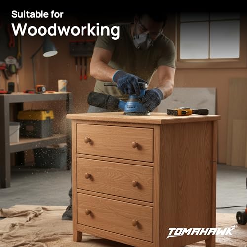 Image of TOMAHAWK TFS-3700 350W Random Orbital Sander 125mm (5 Inch) Sanding Pad | 6 Variable Speed (8000-12000 RPM) | Lightweight 1.5kg | 2m Power Cord | Wood, Metal & DIY Polishing Tool