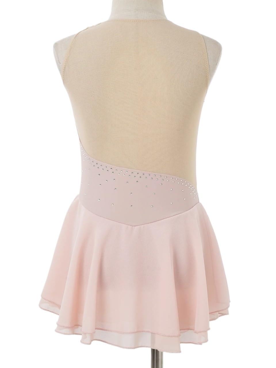 Maillot Gimnasia Ritmica Traje de patinaje artístico for niñas, malla con costura de diamantes de imitación, medias de ballet, danza, gimnasia, tutú, disfraz de actuación en el escenario(Pink B,16)