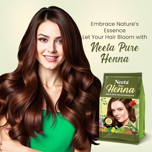 Image of Neeta Pure Henna Powder for Hair with 9 Natural Herbs, 100% Chemical-Free Henna Mehndi for Soft, Shiny, and Healthy Hair, Grey Coverage, 125g (Pack of 3)