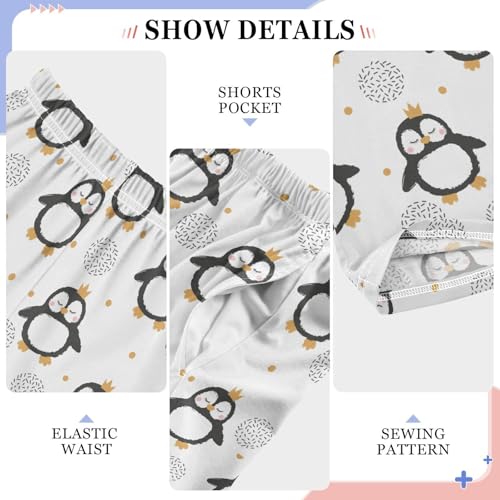 ZZXXB Prince Penguin Snow Boys Long Pants Soft Trousers Elastic Waist Kids Lounge Bottoms with Pockets S-XL4