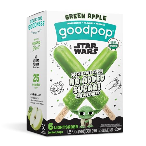 GoodPop Disney Organic Green Apple Sabers Star Wars Ice Pops, 6 Ct