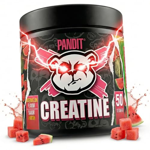 PANDIT | Creatina Monohidratada de Sabores | Creatine en Polvo Monohidratada | Rendimiento Físico | Creatina Pura sin añadidos | Gran Solubilidad | Micronizada | 50 Dosis | 160g (160, Sandía)
