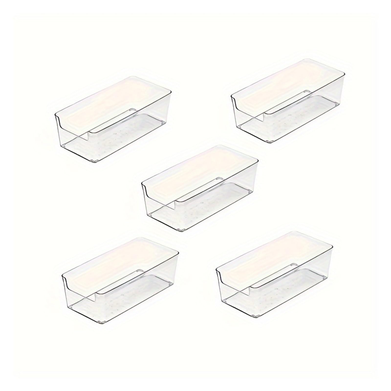 MJINA 1/3/6pcs Clear Plastic Storage Bins Drawer Storage Box For Tableware, Stationery Cosmetics, Snacks And Face Masks Sturdy Plastic(M 5 Pack)