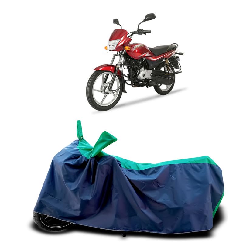 Image of DUFFEL-Two Wheeler Bike Cover Compatible for Bajaj Platina 110 H-Gear Heat Protectio /UV-Rays /Birds Dropping /DustProof /Waterproof Indoor Outdoor and Parking Full Protection All Variants[Green Patta]