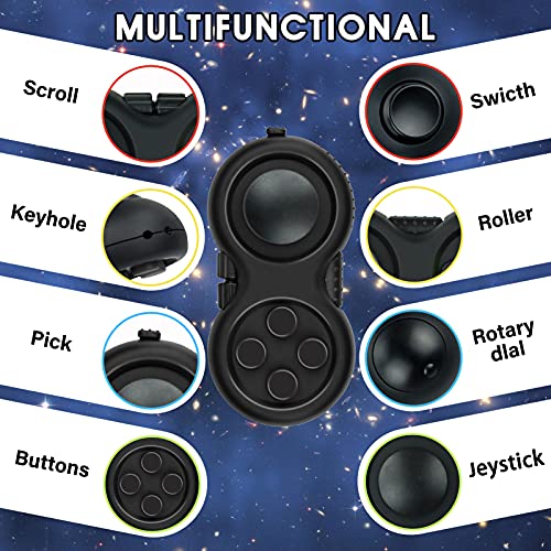 Wtycd The Original Fidget Retro: The Rubberized Classic Controller Game Pad Fidget Focus Toy With 8-Fidget Functions And Lanyard - Perfect For Relieving Stress (Black) #TOP3