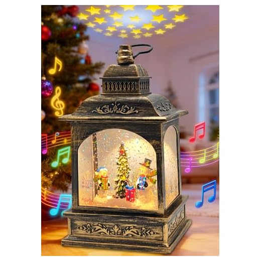 YYKY Globos de Nieve Navideños Musicales Escena muñeco de Nieve,Linternas Navideñas Giratorias Luminoso con Pilas USB y 3AA,Temporizador,8Canciones Globo de Nieve LED Decoraciones Navideñas Vintage