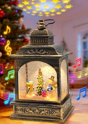 Weihnachtliche schneemann deko Schneekugel Laterne mit Musik, Licht,...