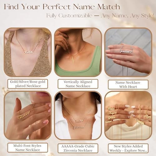 Ldurian Custom Name Necklace, Hannah Name Plate Pendant Necklace Pre Gifts, Charm Necklaces Jewelry for Birthday Anniversary - 3
